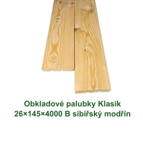 Obkladové palubky Klasik 26x145x4000 B, sibiřský modřín