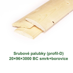 Obkladové palubky Srubovky 20x96x3000 BC, smrk + borovice