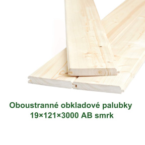 Oboustranné obkladové palubky bez zadních drážek Klasik 19x121x3000 AB, smrk