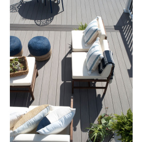 PVC Terasové prkno 25x140x4880 Vintage Rovné Hrany, Coastline / šědé