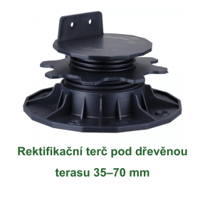 Rektifikační terč pod dřevěnou terasu 35–70 mm na bílém pozadí.