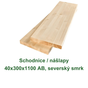 Schodnice / nášlapy 40x300x1100 AB, severský smrk
