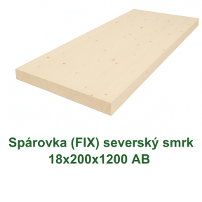 Spárovka FIX 18x200x1200 mm ze severského smrku v kvalitě AB na bílém pozadí.