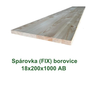 Spárovka FIX z finské borovice 18x200x1000 AB na produktové fotografii s čistým bílým pozadím.