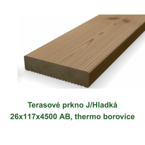 Terasové prkno J/Hladká 26x117x4500 AB, thermo borovice