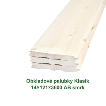 Obkladové palubky Klasik 14x121x3600 AB, severský smrk