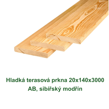 Hladká terasová prkna 20x140x3000 AB, sibiřský modřín