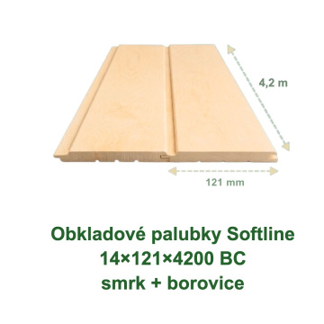 Obkladové palubky Softline 14x121x4200 BC, smrk + borovice
