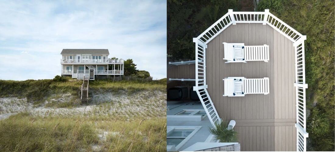 Jak vypadá šedá PVC terasa u světlého domu? Realizace TimberTech Coastline